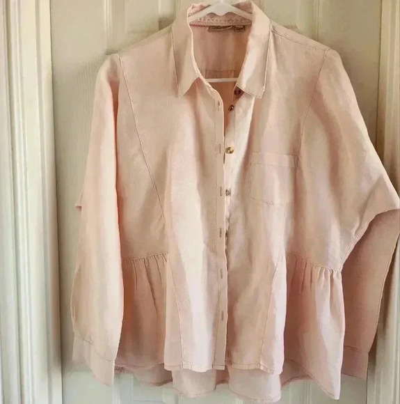 Anthropologie Holding Horses McKenzie Linen Blouse Pink Size XS - Picture 2 of 11